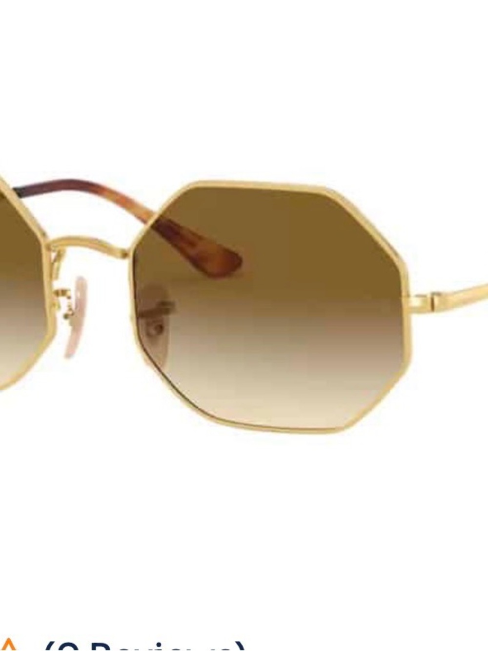 Ray-Ban Gold Frame Brown Gradient Octagonal Women's Sunglasses